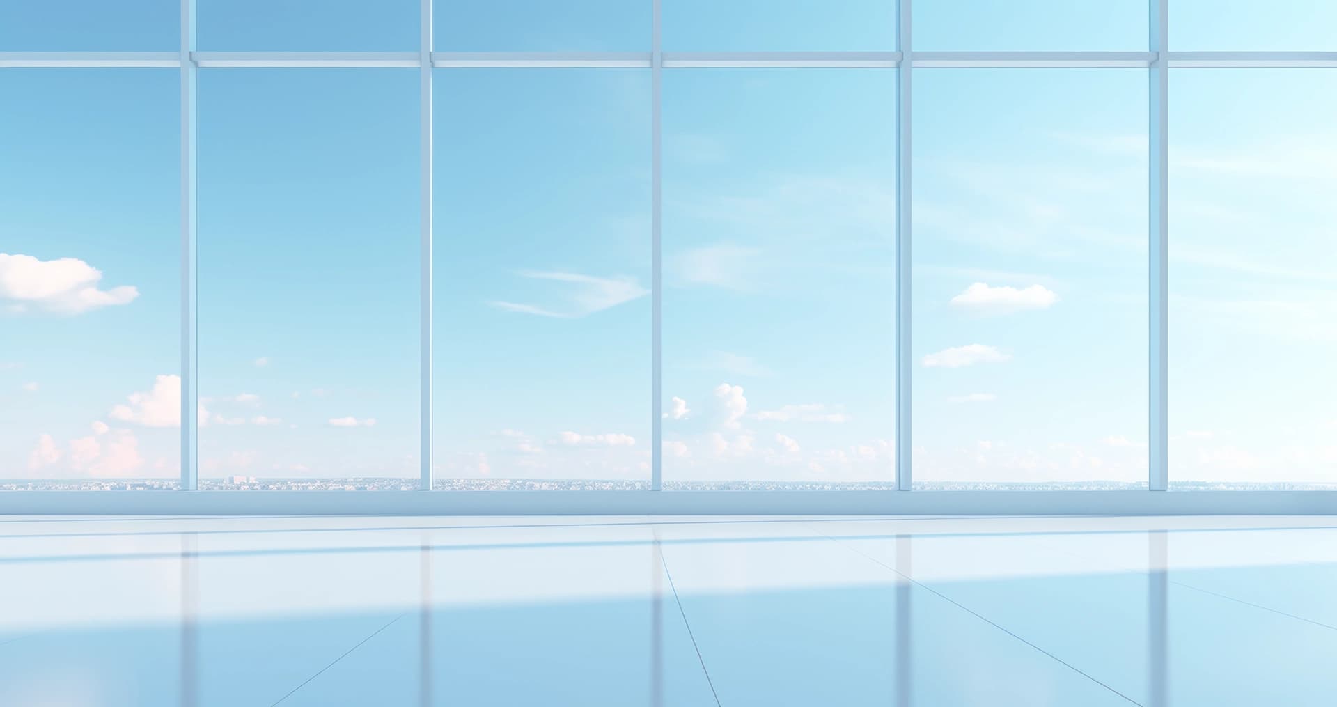 Modern glass office building interior